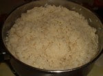 Servér med kogte ris.