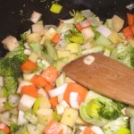 Steg grøntsagerne på panden.
